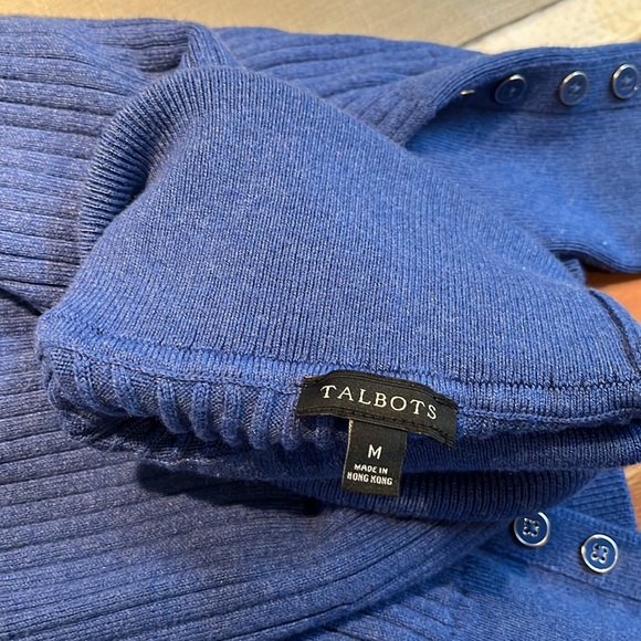 Talbots Button Cuff Ribbed Turtleneck Sweater, Size M - Picture 3 of 6
